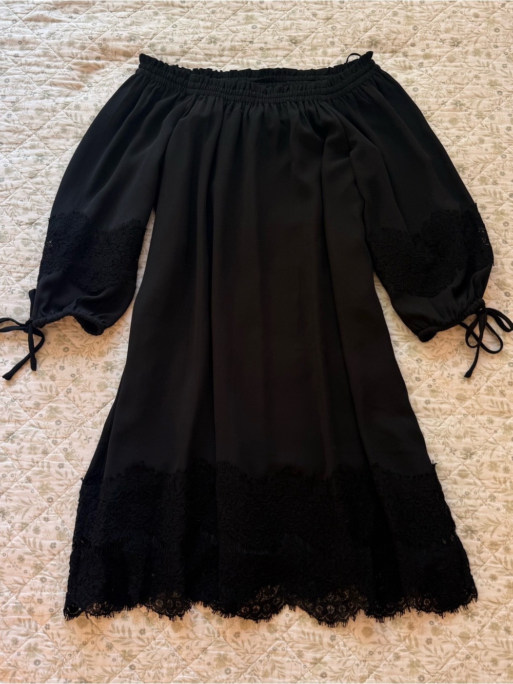 Brand new LOFT black off-the-shoulder lace mini dress